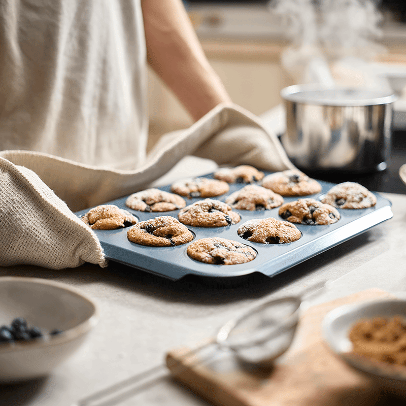 Nest Bake 12-Cup Non-Stick Muffin Pan with Easy Pull Handles
