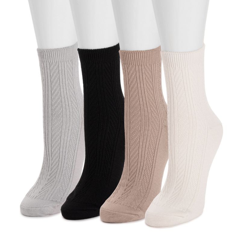 4 PK Texture Crew Sock - Neutral