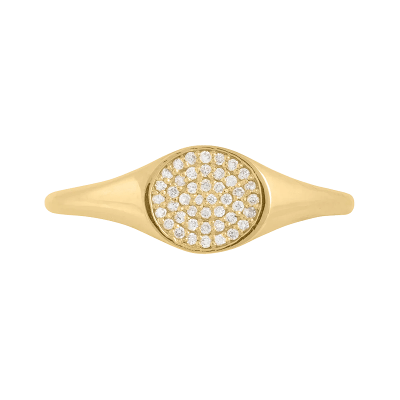 14k Gold Diamond Signet Ring