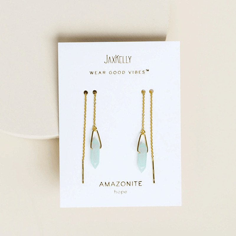 Threader Amazonite Earrings