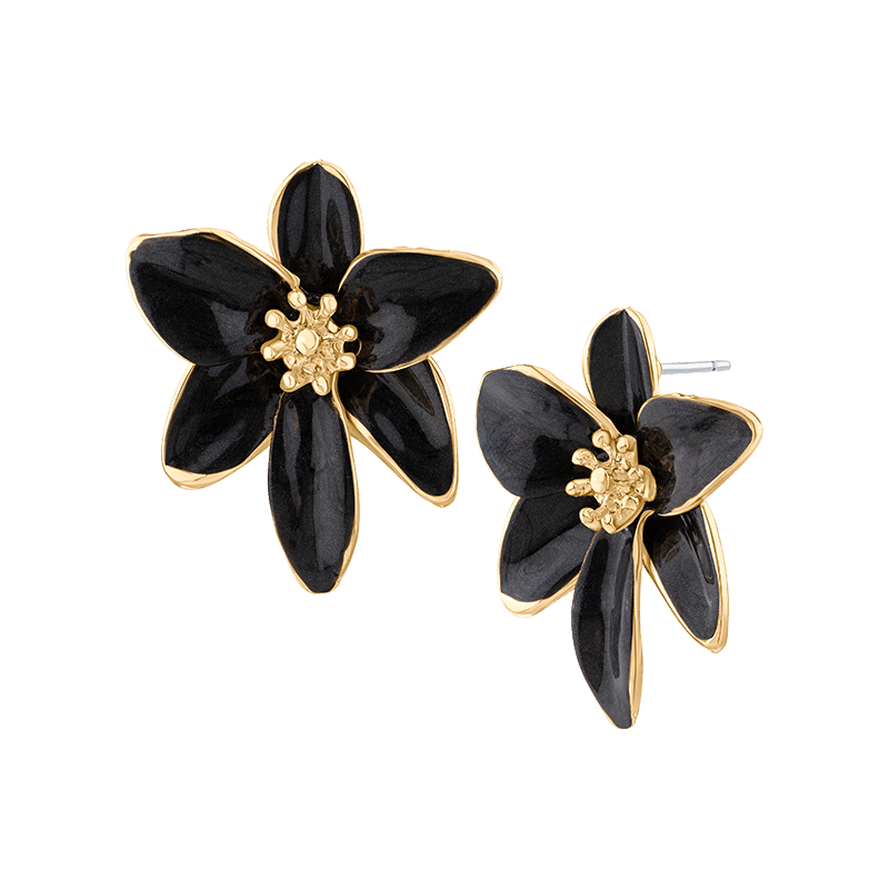 Iris Floral Enamel Earrings
