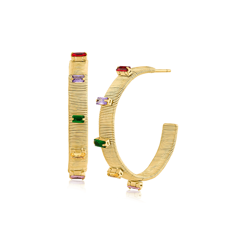 1 Cttw Emerald Cz Cobra Glam Hoop