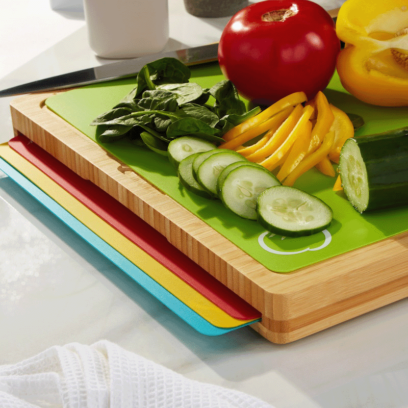 Bamboo Cutting Board with 4 Piece Flexible Boards