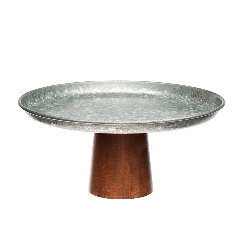Cake Plate with Wood Base