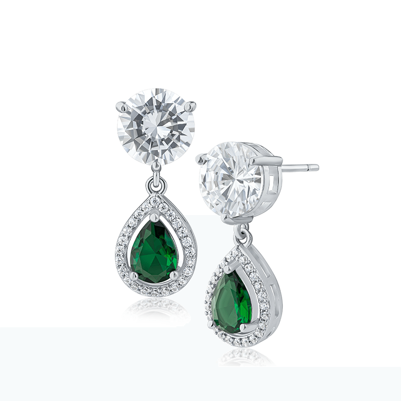 5 Cttw Multi Cz Stud/Pear Halo J Earrings