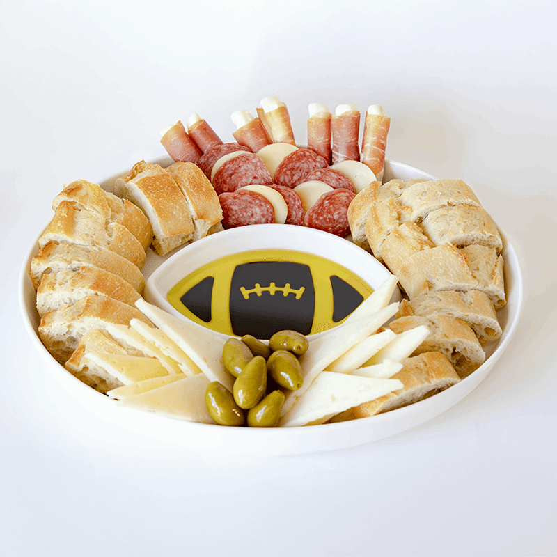 Porcelain Football Olive Oil & Balsamic Vinegar Dipping Platter