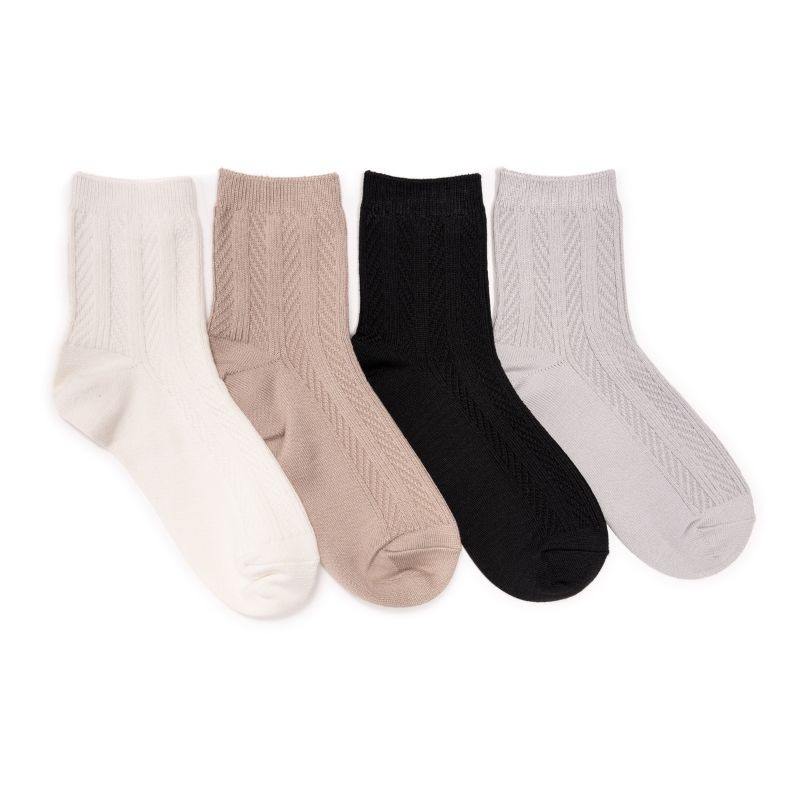 4 PK Texture Crew Sock - Neutral