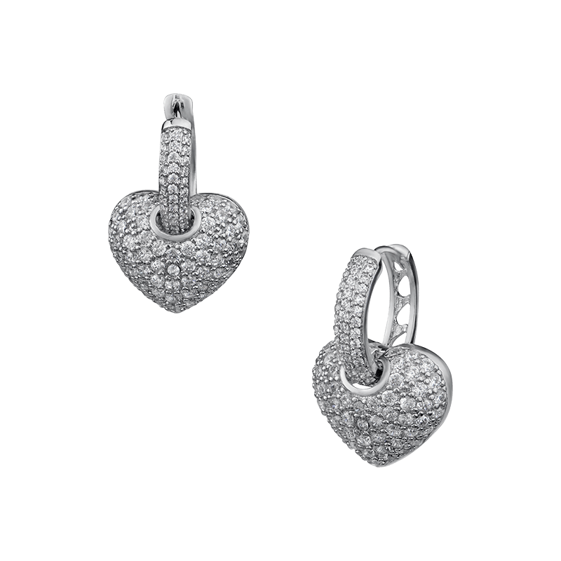 2 Cttw Pave Small Heart Hoop