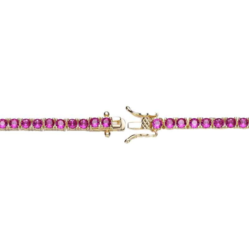 14K Gold Plated Ruby Red Tennis Bracelet