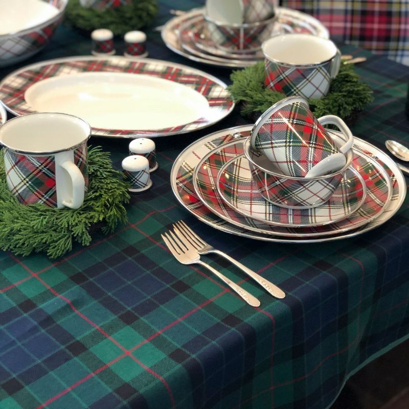 Set Of 4 Highland Plaid Sandwich Plates