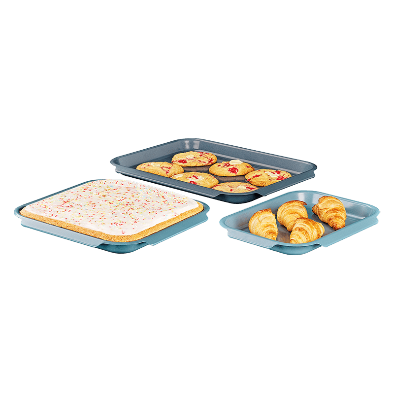 Nest Bake 3 Piece Non-Stick Baking Sheet Set with Easy Pull Handles