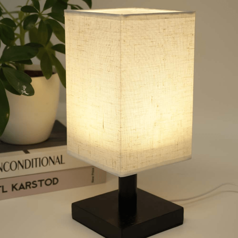 LED Lamp with Square Fabric Shade