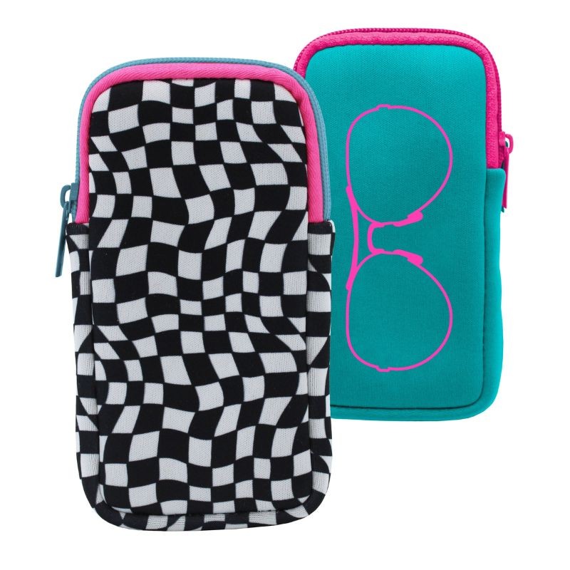 Abstract Check Double Eye Glass Case