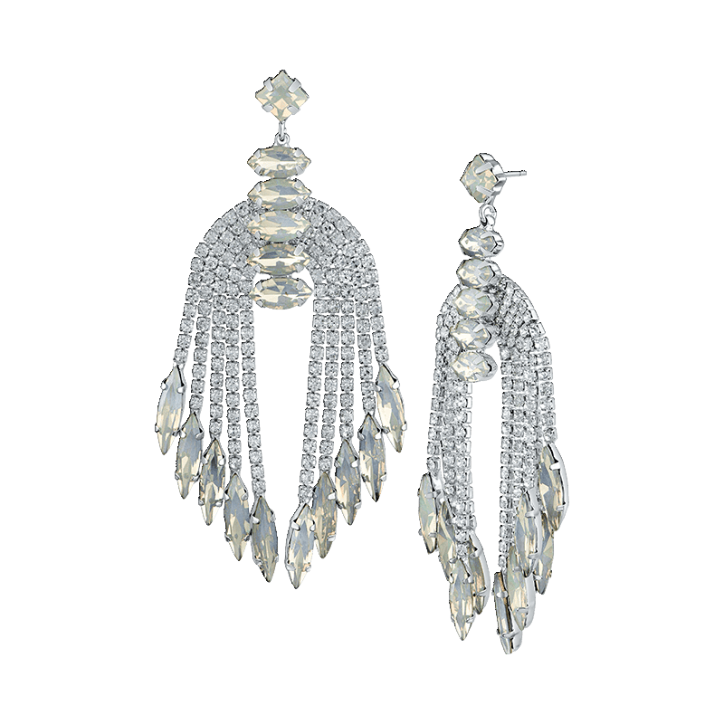 Clear/Opal Crystal Fringe Statement Earring