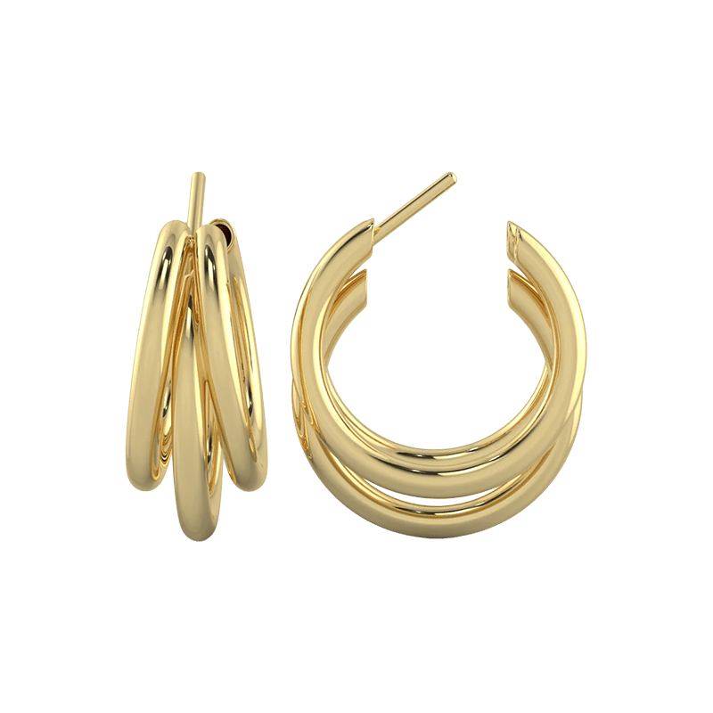Triple Chunky Hoop Earrings with Gift Pouch