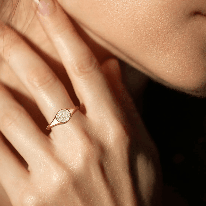 14k Gold Diamond Signet Ring