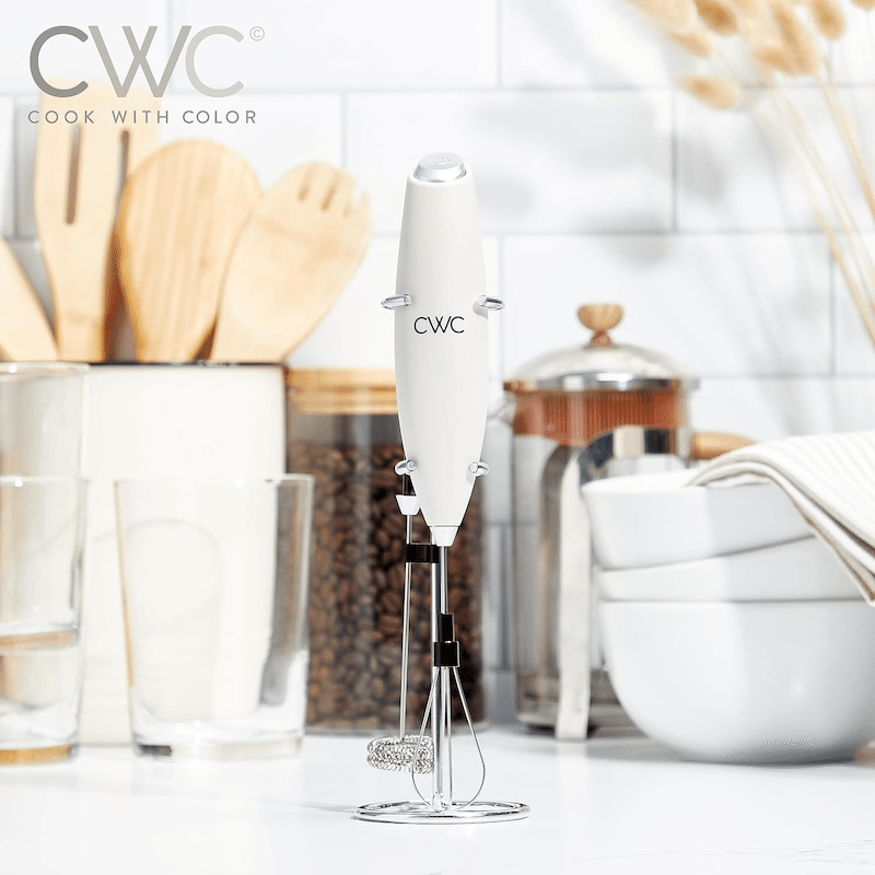 Electric Handheld Milk Frother with Stand (2 Pack)