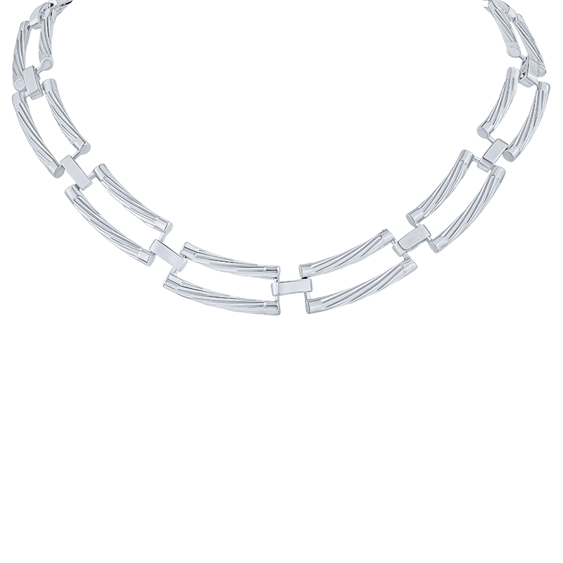 Striated Connected Rectangular Link Necklace