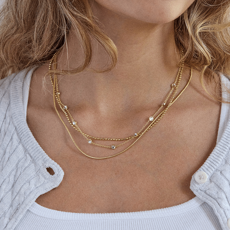 Gold and Stone Prelayered Necklace