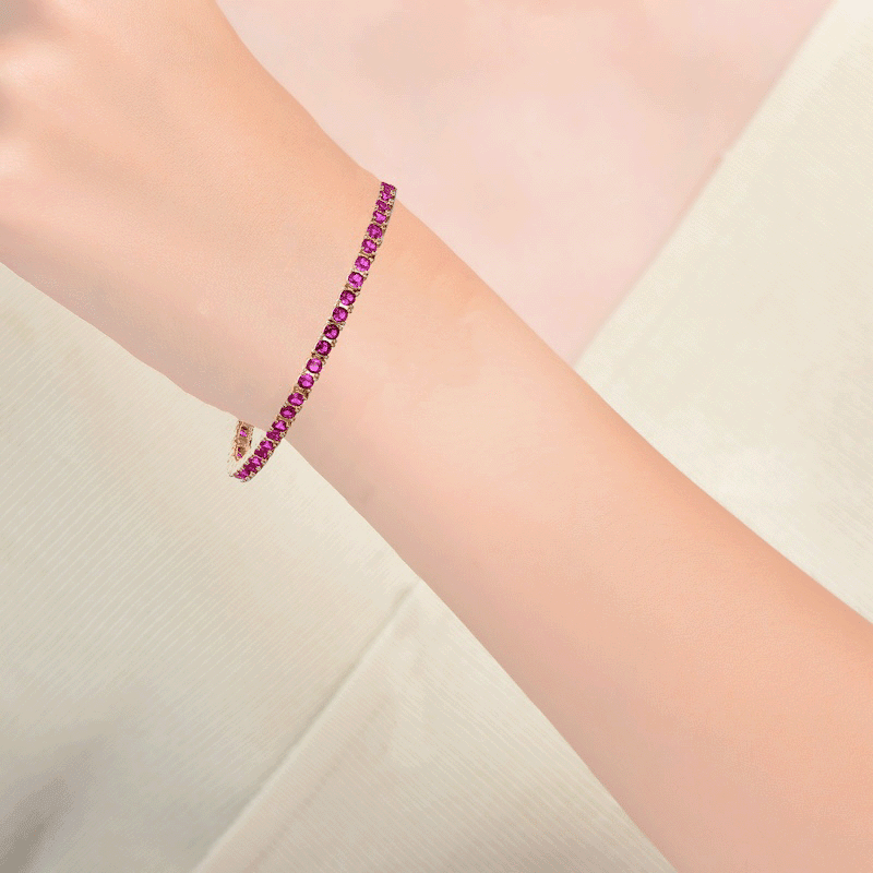14K Gold Plated Ruby Red Tennis Bracelet