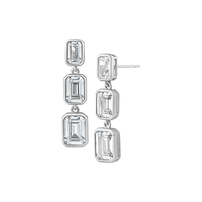 5 Cttw Emerald Cz 3Tier Grad Drop Ears