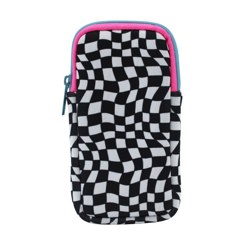 Abstract Check Double Eye Glass Case