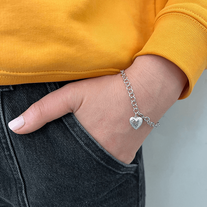 Diamond Cut Heart Bracelet