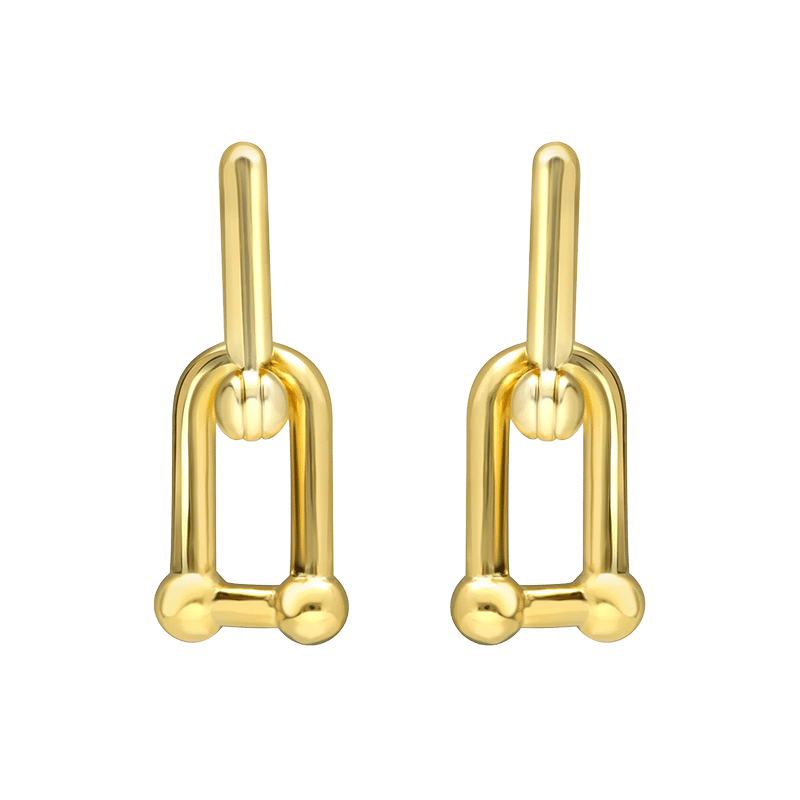 U-Shape Ball Chain Chunky Earring with Gift Pouch