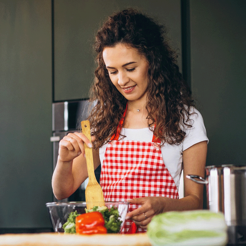 7 Piece Bamboo Wooden Utensil Set with Container