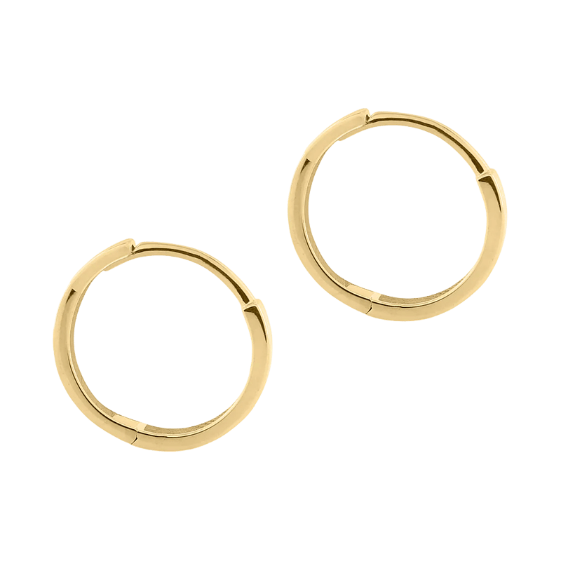 14k Gold 10mm Flat Huggie Hoop Earrings