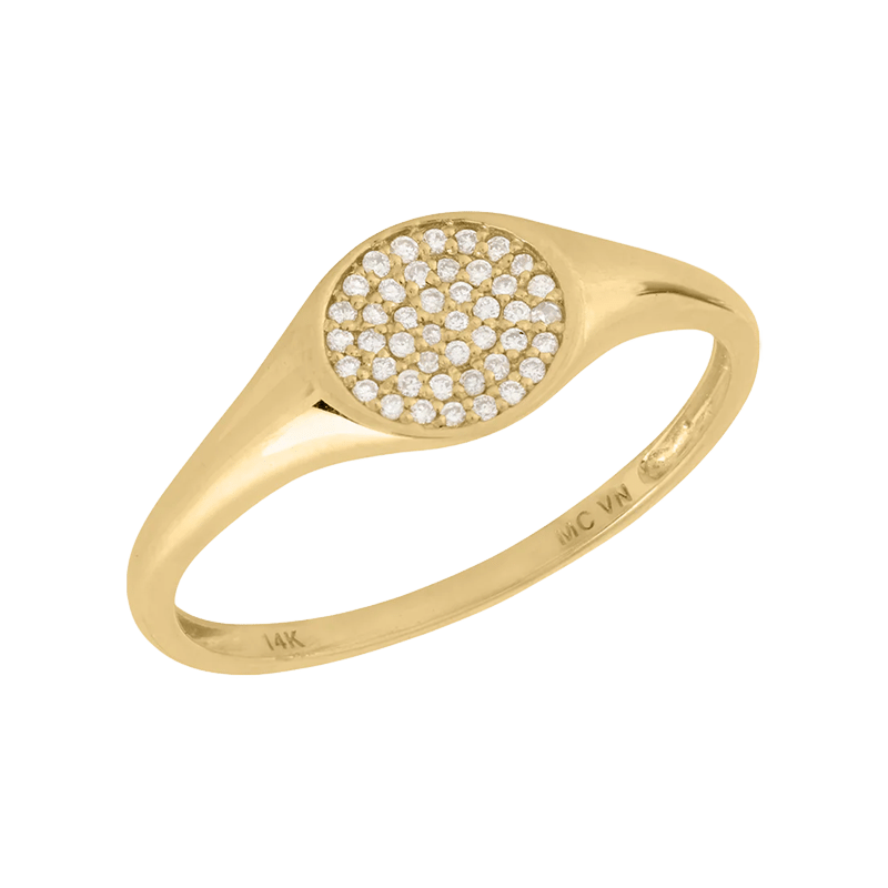 14k Gold Diamond Signet Ring
