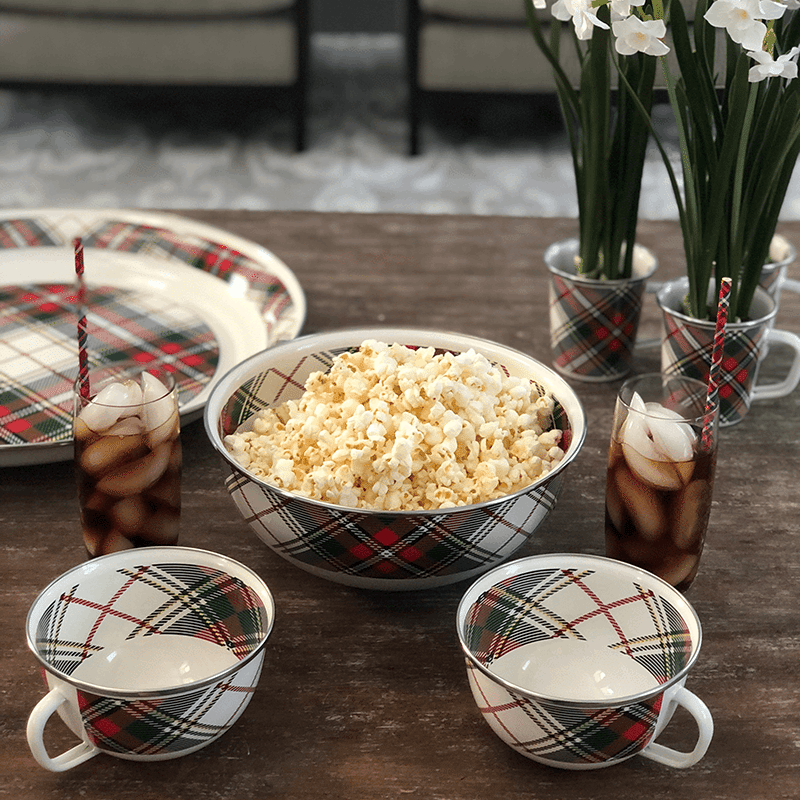 Set Of 4 Highland Plaid Sharing Bowls