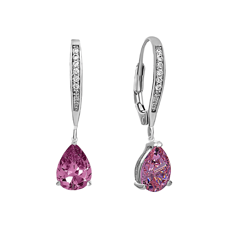 Sterling Silver Pink Teardrop Earrings