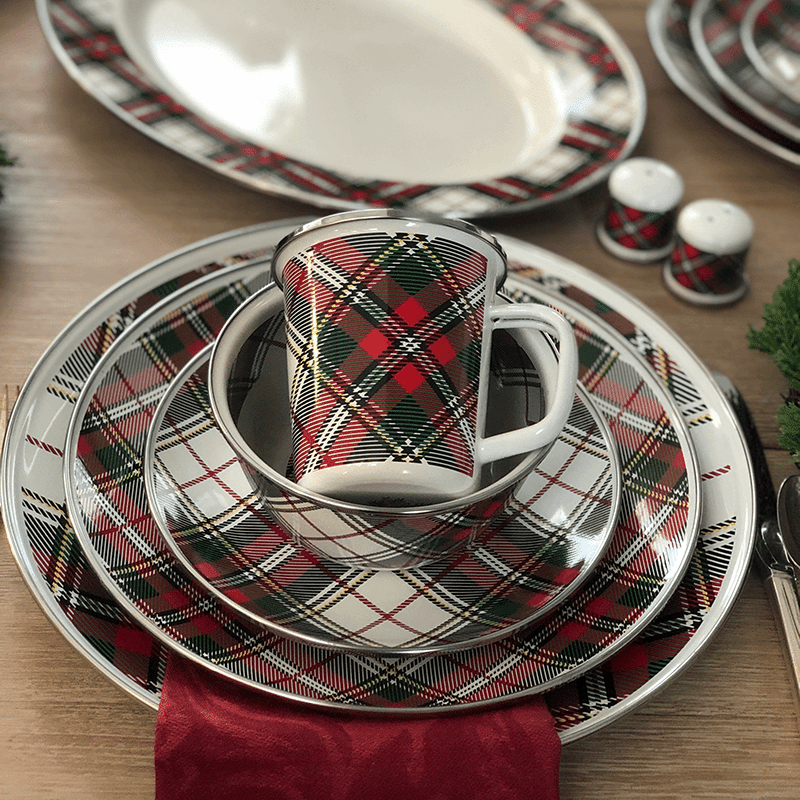 Set Of 4 Highland Plaid Salad Bowls