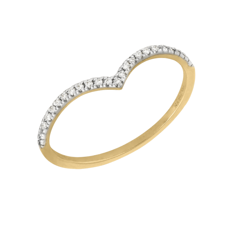 14k Gold Diamond Wishbone Stacking Ring