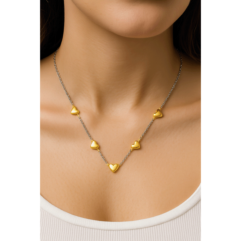 Sterling Silver Two-Tone Heart Necklace