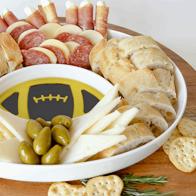 Porcelain Football Olive Oil & Balsamic Vinegar Dipping Platter