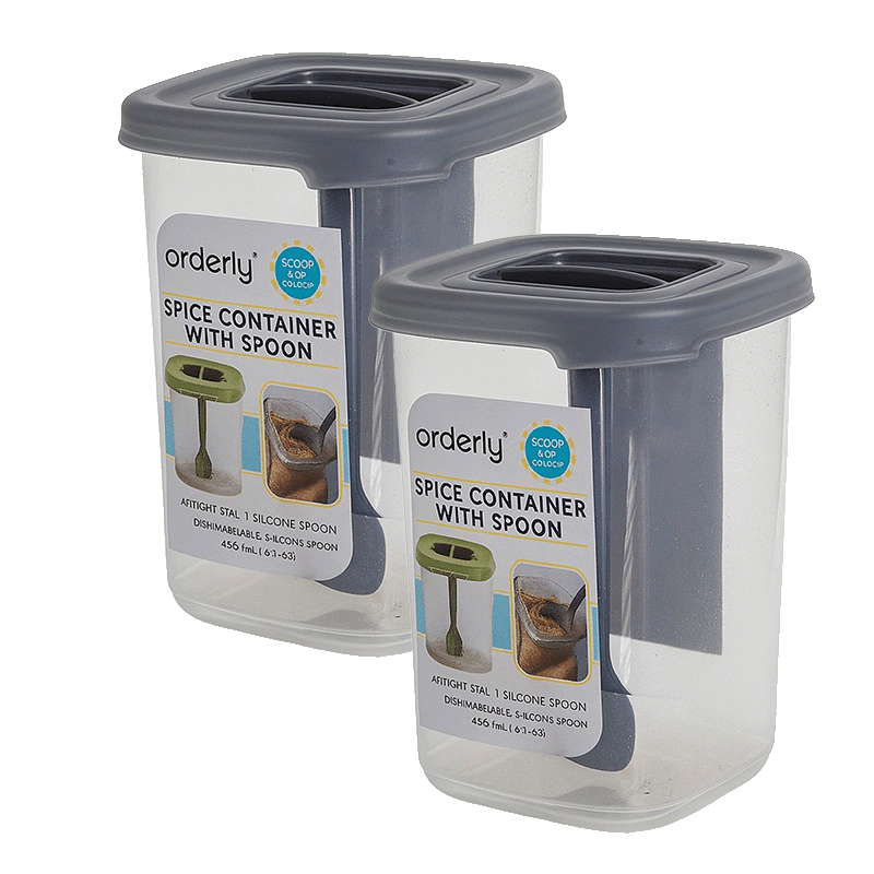 Spice Container with Built in Spoon (2 Pack)