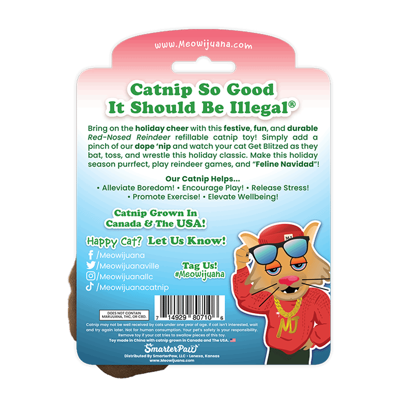 Get Blitzed Reindeer Refillable Cat Toy