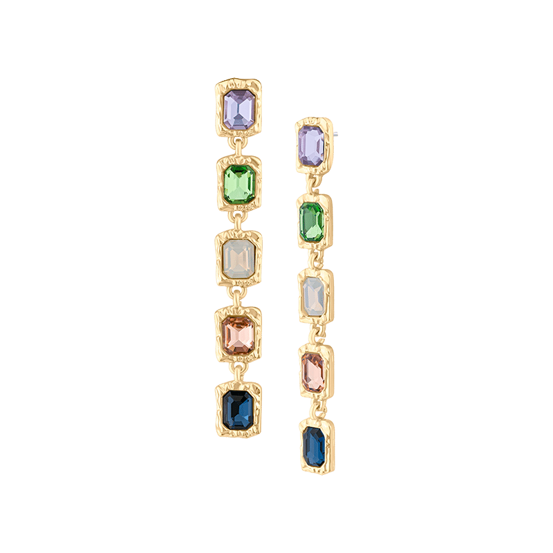 5 Framed Square Multi-Color Earrings