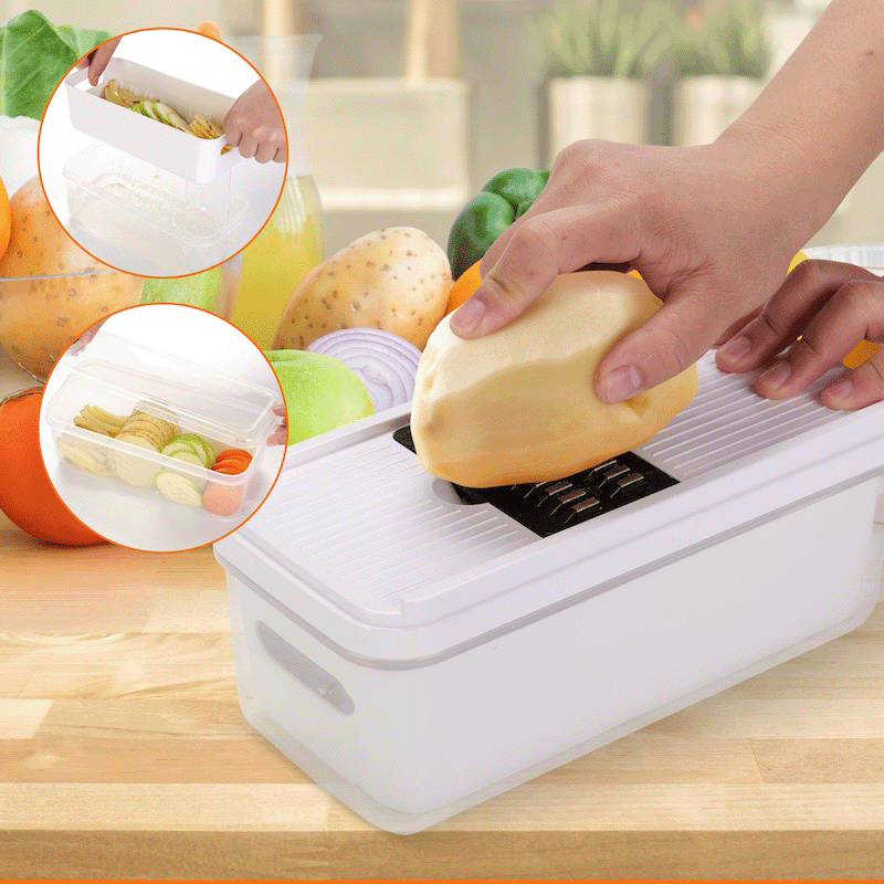 Vegetable Slicer with 5 Blades and Lidded Container
