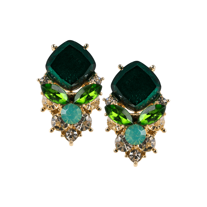 Cushion Crystal Post W/Multi Drop