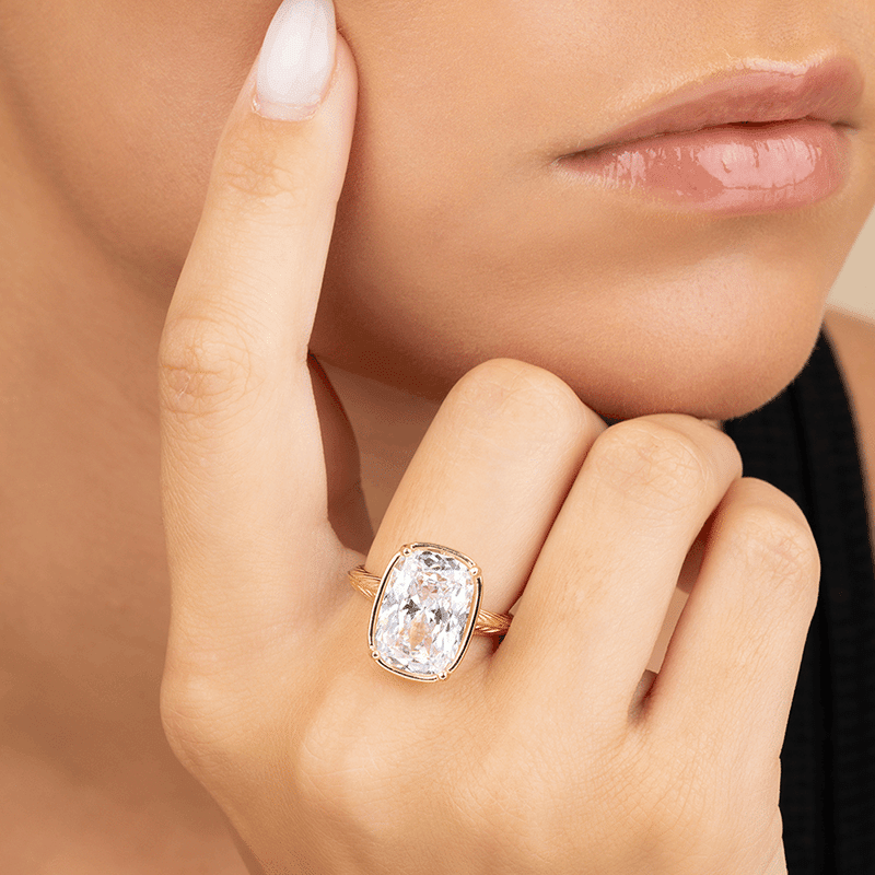 Sterling Silver Elongated Cushion Cocktail Ring