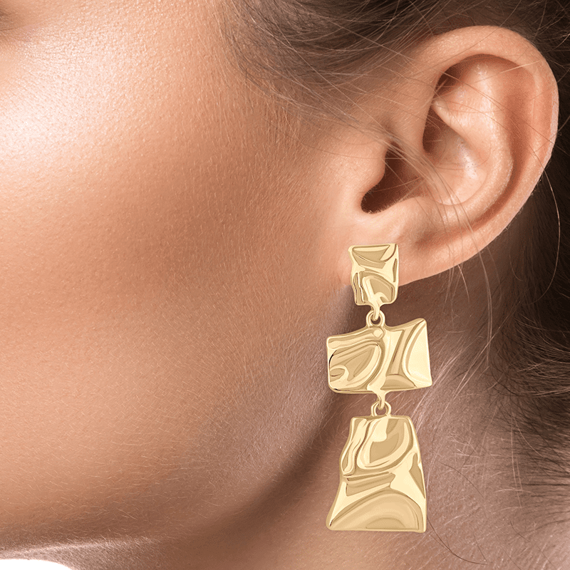 Ripple Triple Shape Drop Earrings