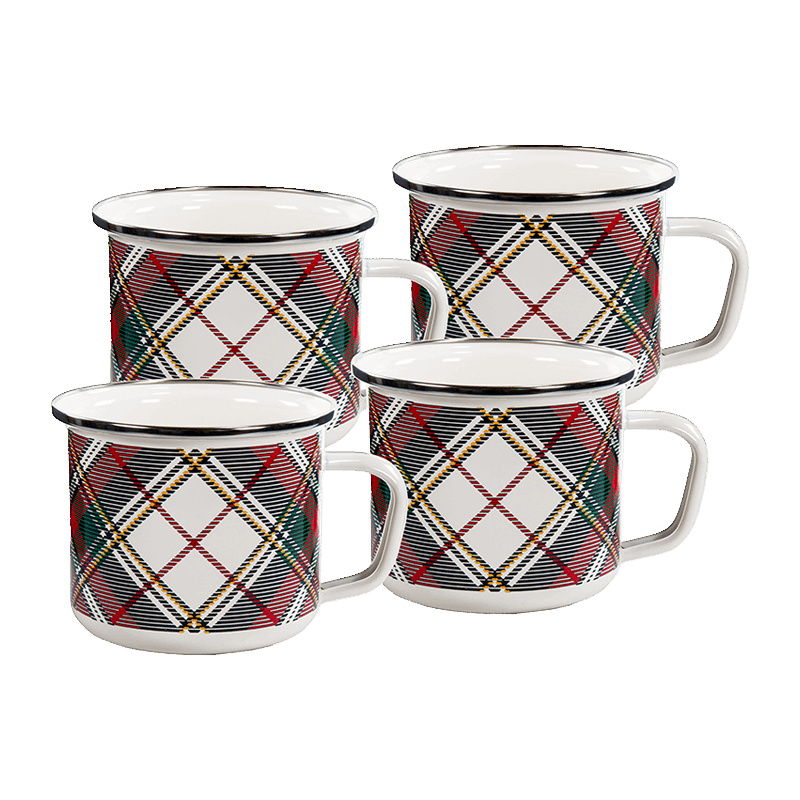 Set Of 4 Highland Plaid Grande Mugs