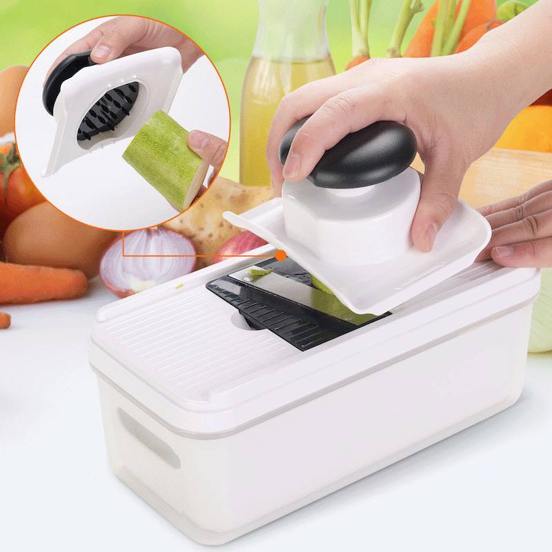 Vegetable Slicer with 5 Blades and Lidded Container