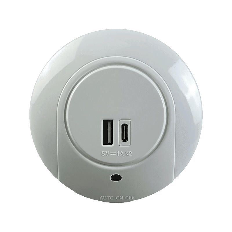 Motion Detection LED Night Light with USB-C & USB-A Ports