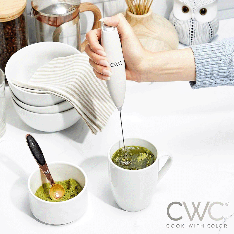 Electric Handheld Milk Frother with Stand (2 Pack)