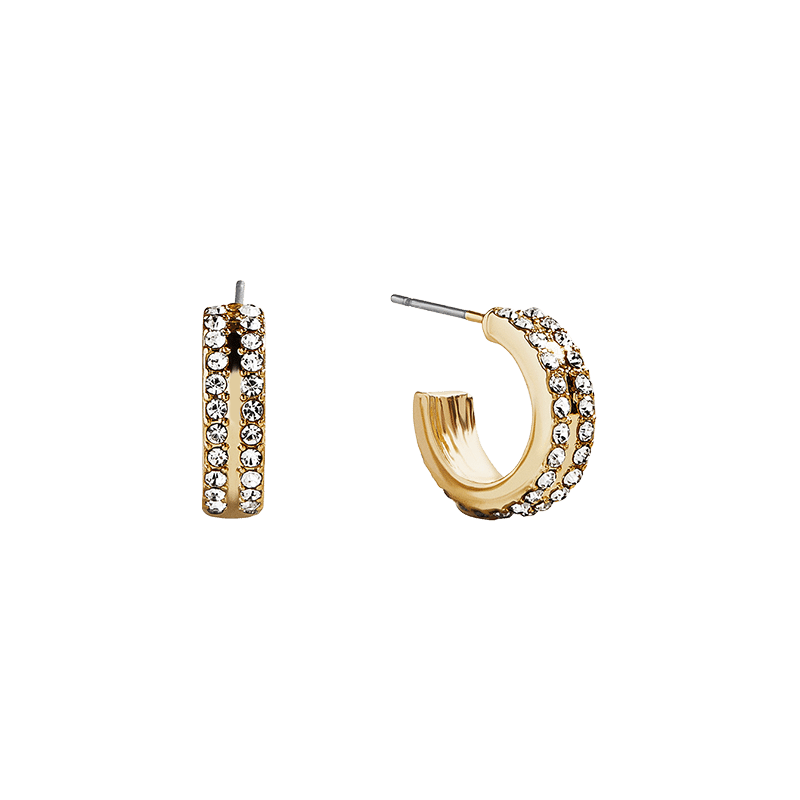 Stone Hoop and Flower Stud Set of 2 Earrings