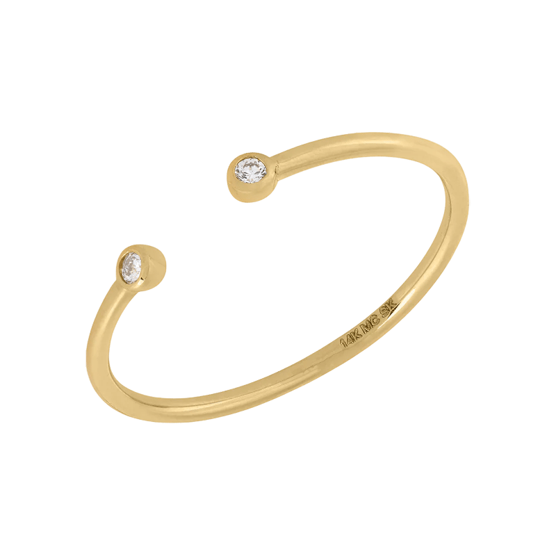 14k Gold Bezel Diamond Open Band Ring